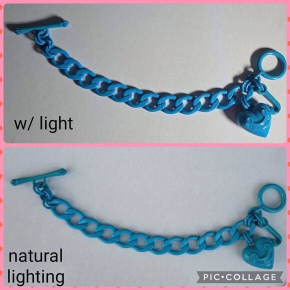 Juicy Couture Y2K Turquoise Enamel Puffy Heart Starter Charm Bracelet - Picture 6 of 7